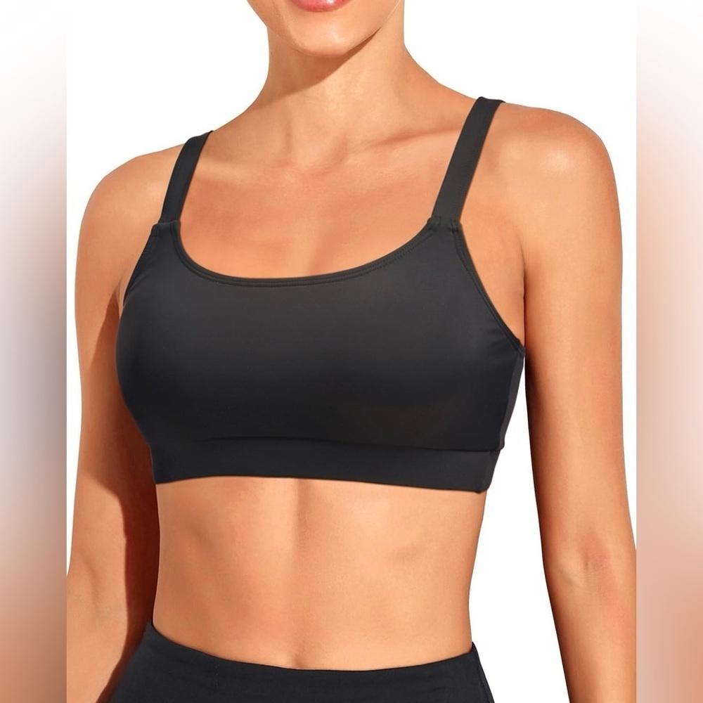 Women Sports Bra Bikini Tops Scoop Neck Bathing Suits Top